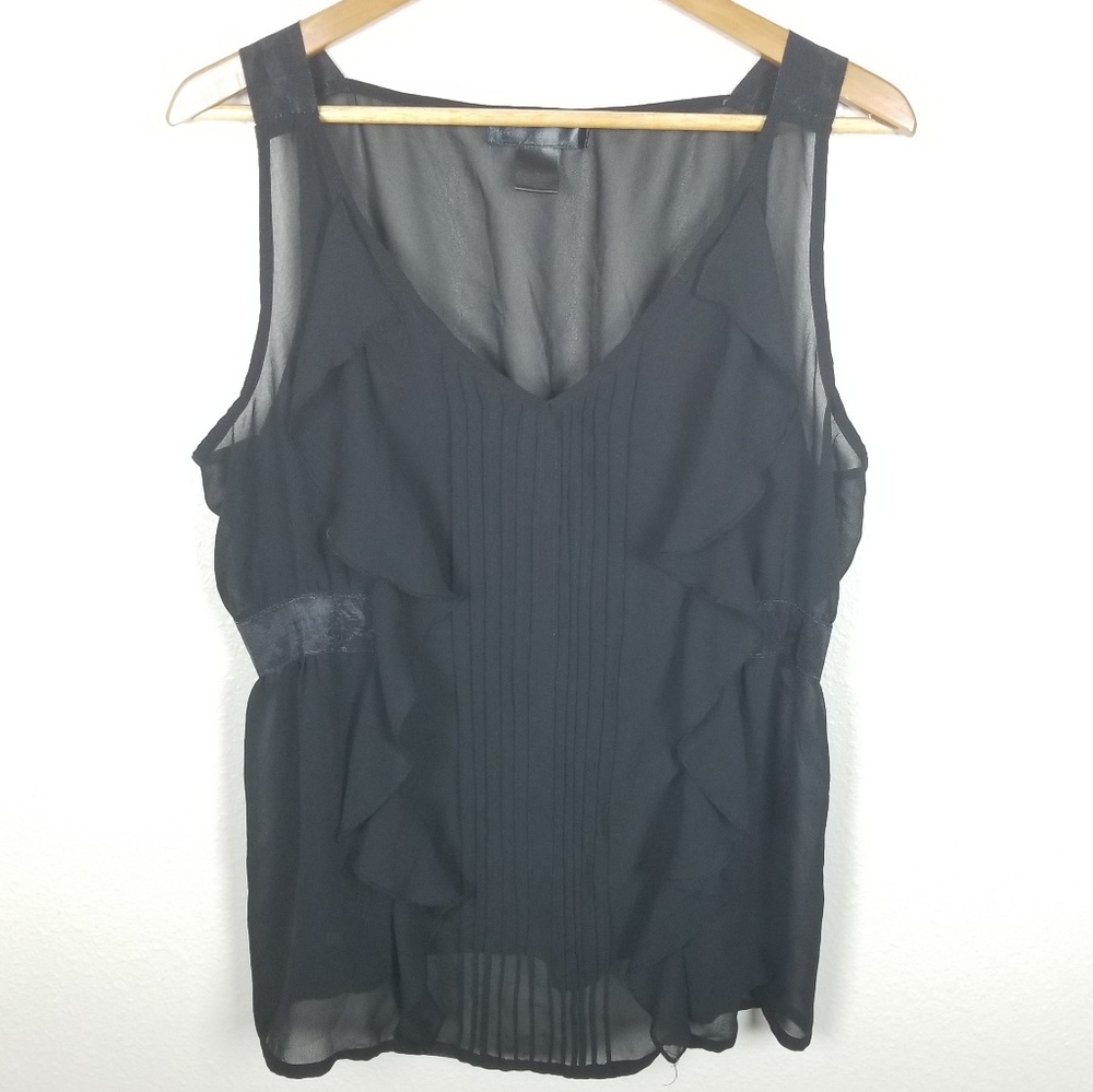 Isabella Rodriguez Black Ruffle Pleated Top XL